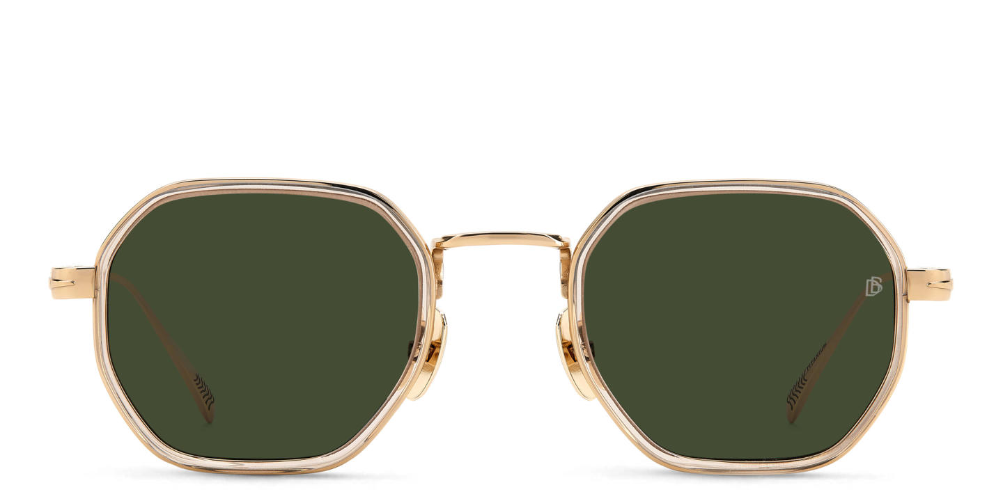 Shop DAVID BECKHAM Irregular Sunglasses in Gold online.