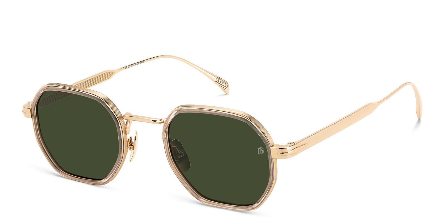 Shop DAVID BECKHAM Irregular Sunglasses in Gold online.
