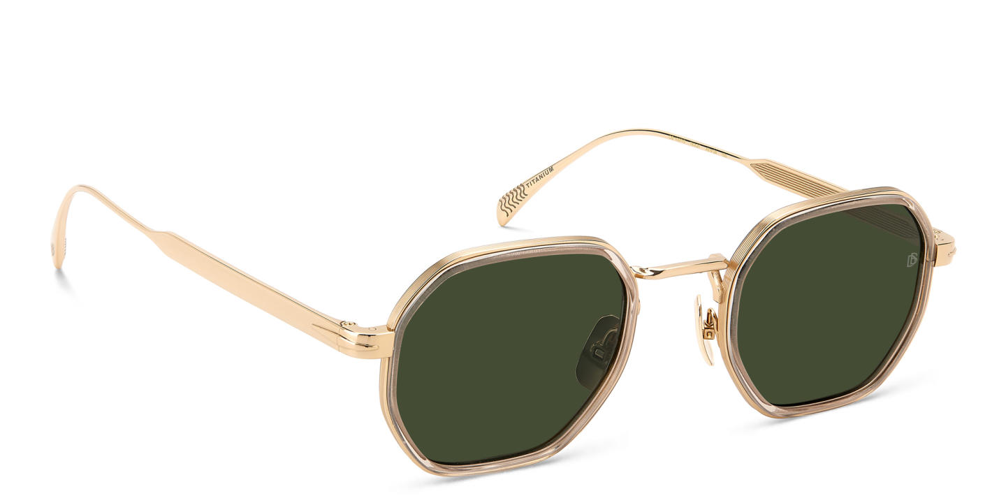 Shop DAVID BECKHAM Irregular Sunglasses in Gold online.