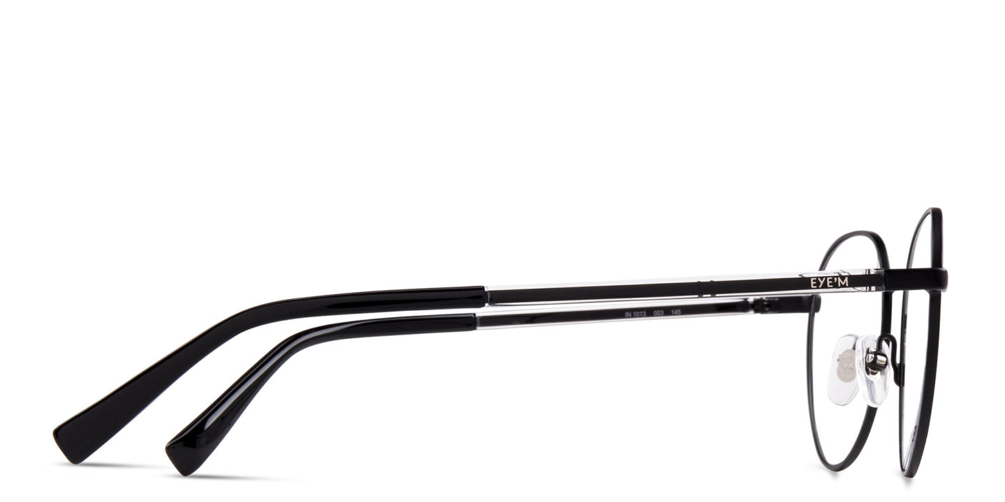 EYE'M Round Eyeglasses in Black – Product Photo 3