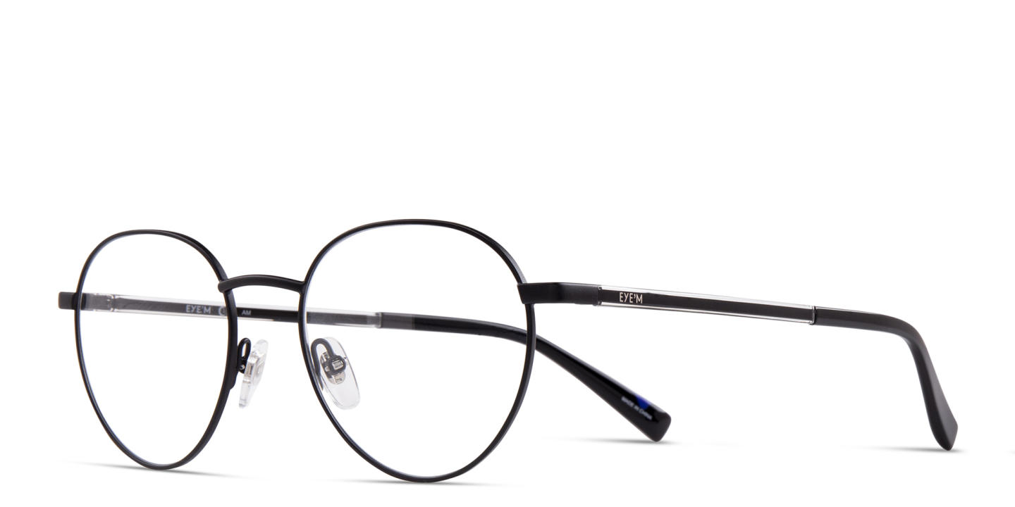 EYE'M Round Eyeglasses in Black – Product Photo 4