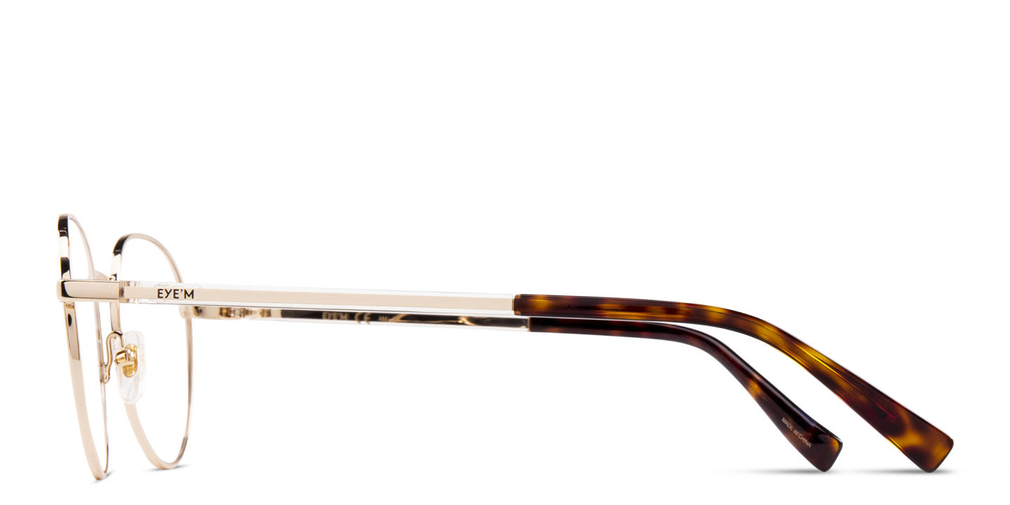 EYE'M Round Eyeglasses in Gold – Product Photo 2