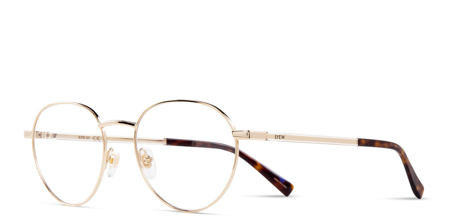 EYE'M Round Eyeglasses in Gold – Product Photo 4