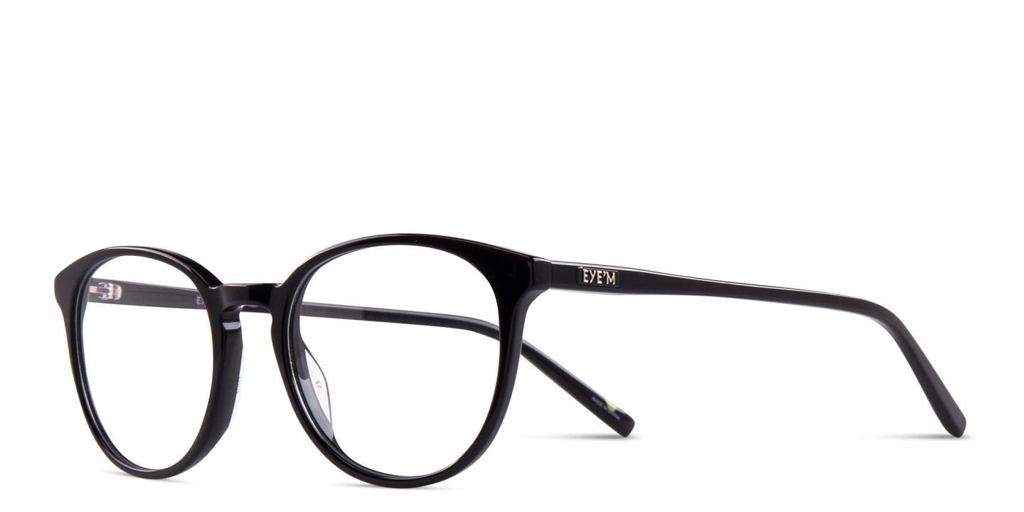 EYE'M Round Eyeglasses in Black – Product Photo 4