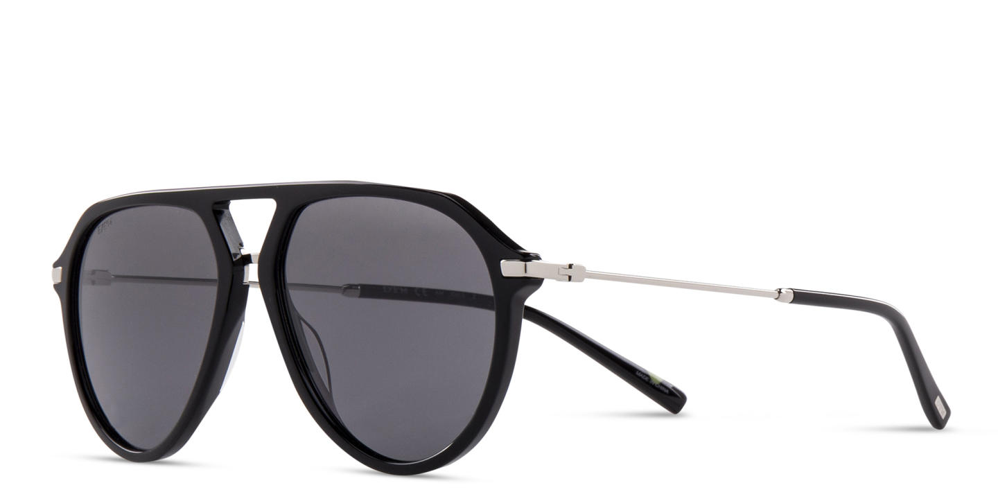 EYE'M Aviator Sunglasses in Black & Silver – Product Photo 2