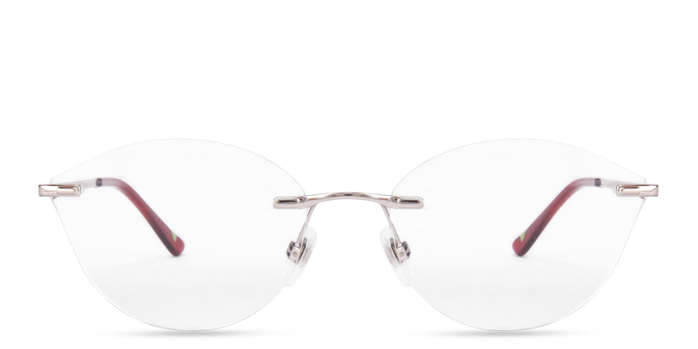 EYE'M Rimless Wide Cat-Eye Eyeglasses in Silver – Product Photo 0