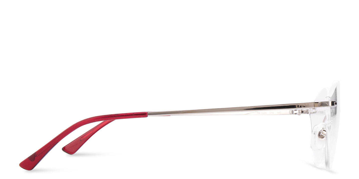 EYE'M Rimless Wide Cat-Eye Eyeglasses in Silver – Product Photo 2