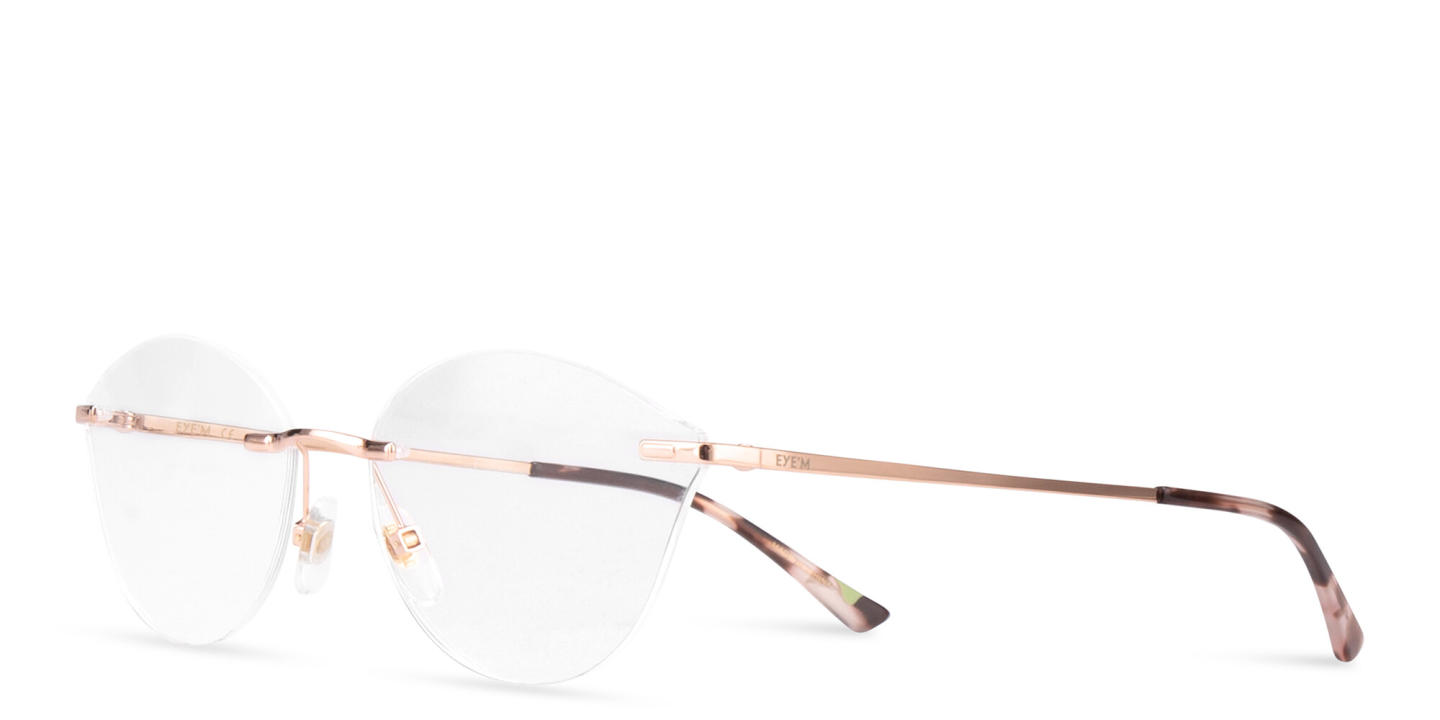 EYE'M Rimless Wide Cat-Eye Eyeglasses in Rose Gold – Product Photo 3
