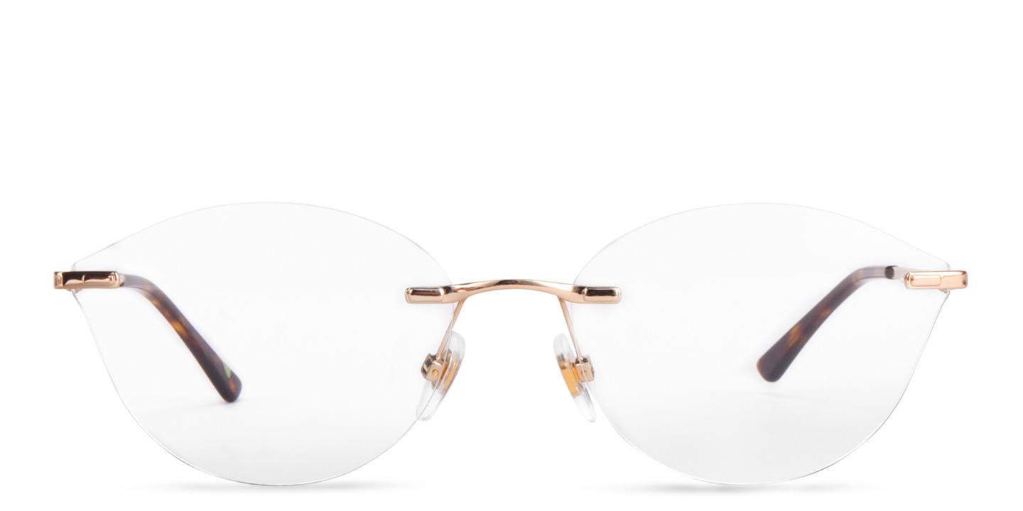 EYE'M Rimless Wide Cat-Eye Eyeglasses in Gold – Product Photo 0