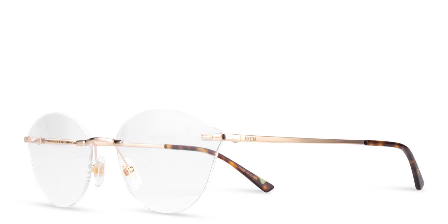 EYE'M Rimless Wide Cat-Eye Eyeglasses in Gold – Product Photo 3