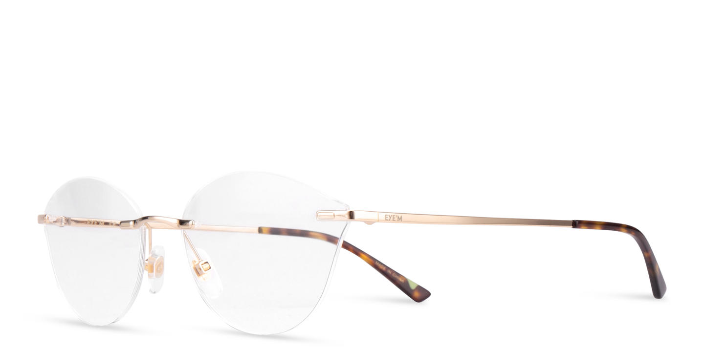 EYE'M Rimless Wide Cat-Eye Eyeglasses in Gold – Product Photo 4