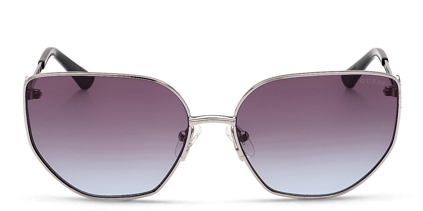 Shop Guess Irregular Sunglasses in Silver online.