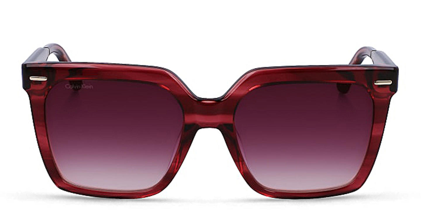Shop Calvin Klein Square Sunglasses in Red online.