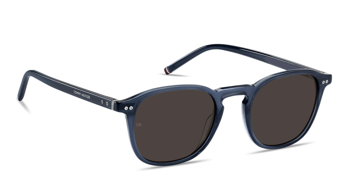 Shop Tommy Hilfiger Logo Lettering Square Sunglasses in Blue online.
