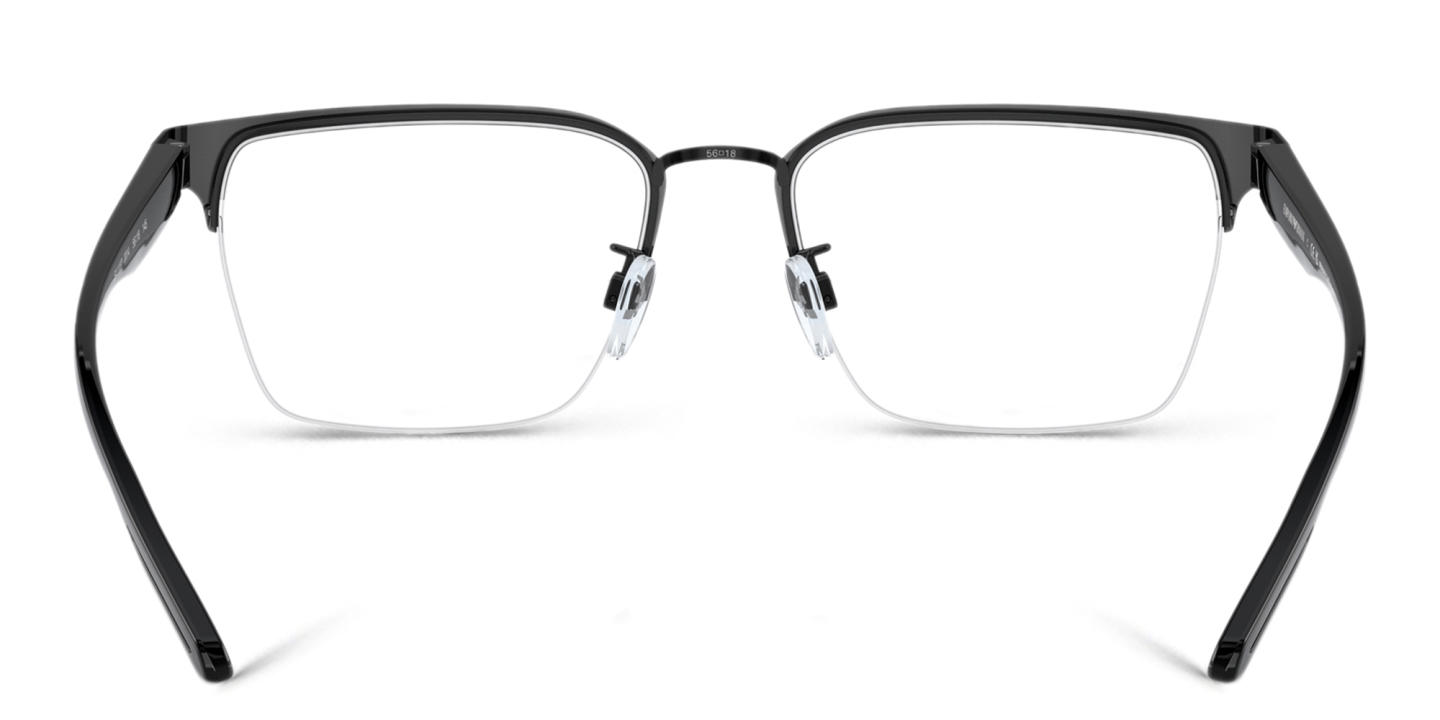 Shop Emporio Armani Half-Rim Square Eyeglasses in Shiny Black online.