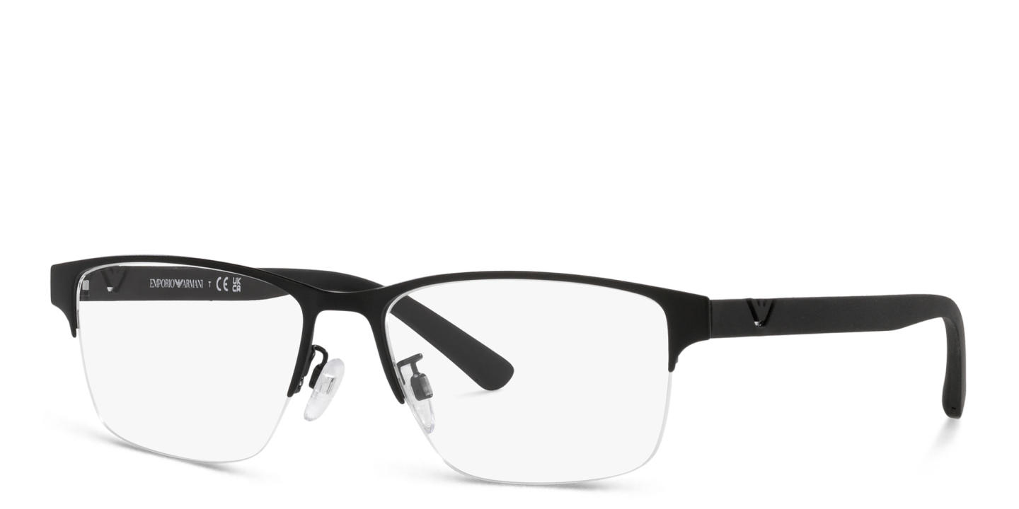 Emporio Armani Half-Rim Pillow Eyeglasses in Matte Black – Product Photo 2