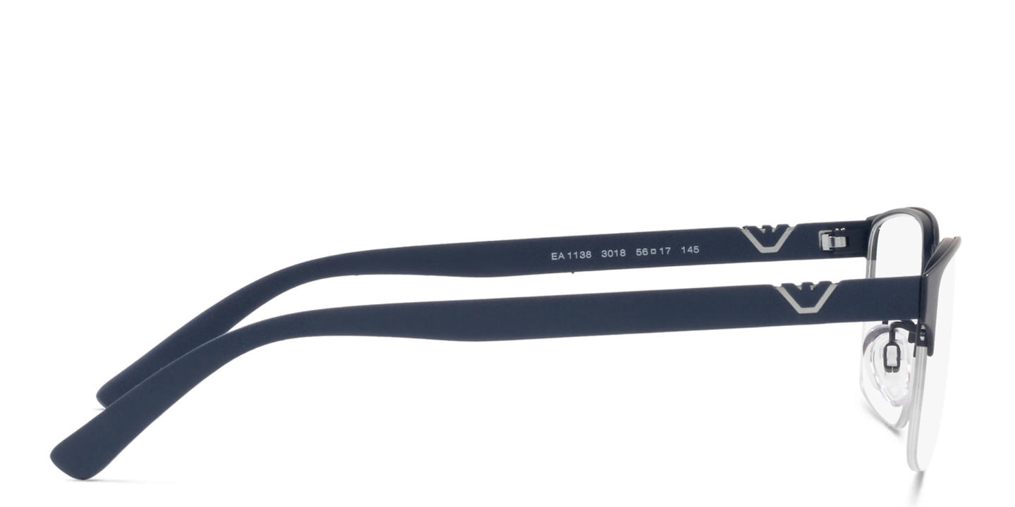 Emporio Armani Half-Rim Rectangle Eyeglasses in Matte Blue – Product Photo 3