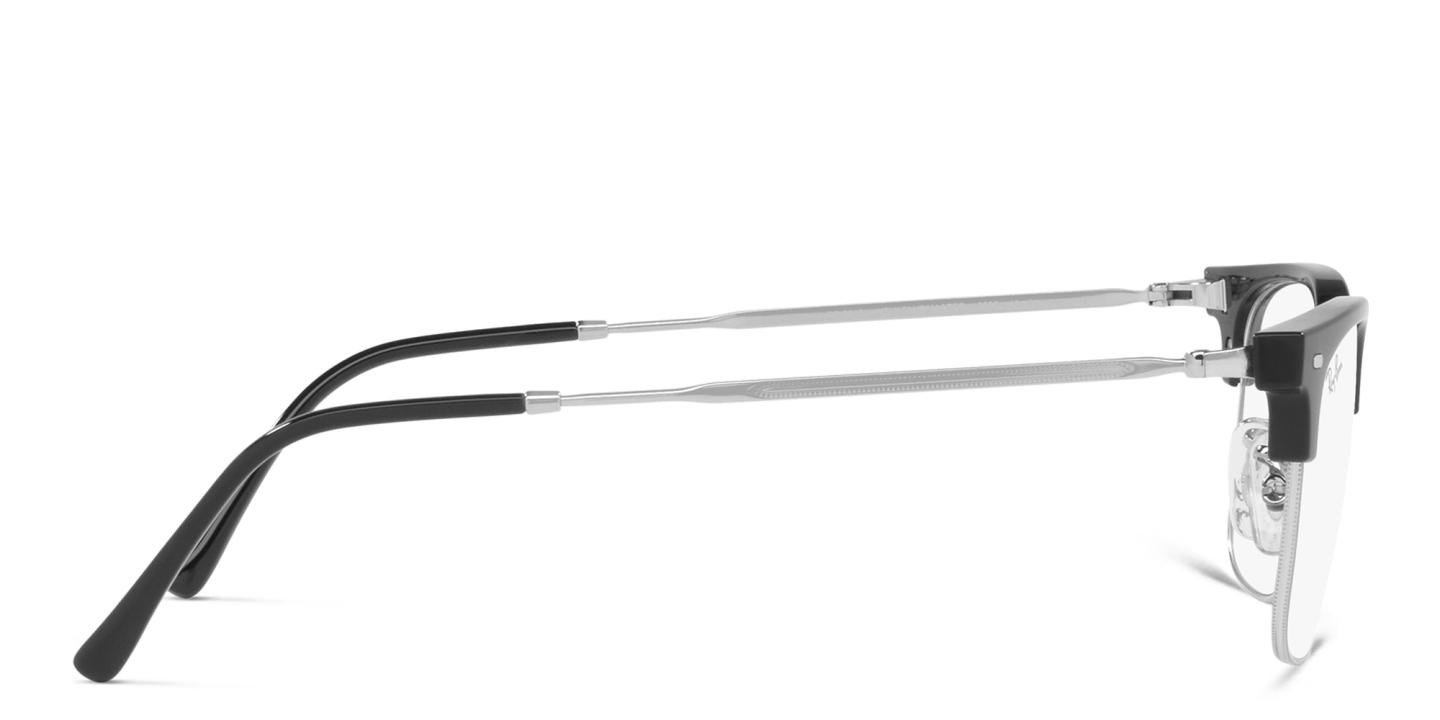 Shop Ray-Ban New Clubmaster Unisex Square Eyeglasses in Black On Silver online.