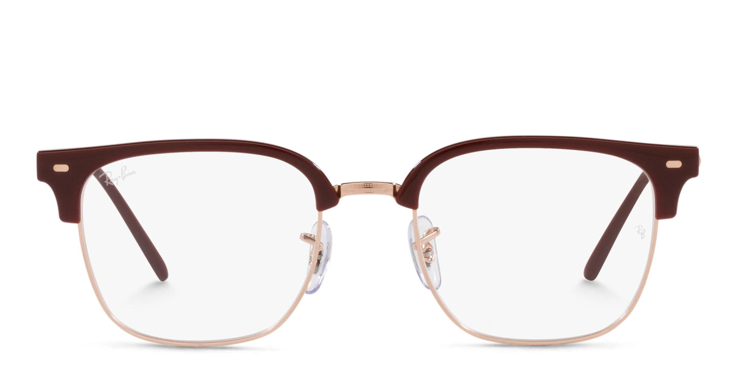 Shop Ray-Ban New Clubmaster Unisex Square Eyeglasses in Red online.