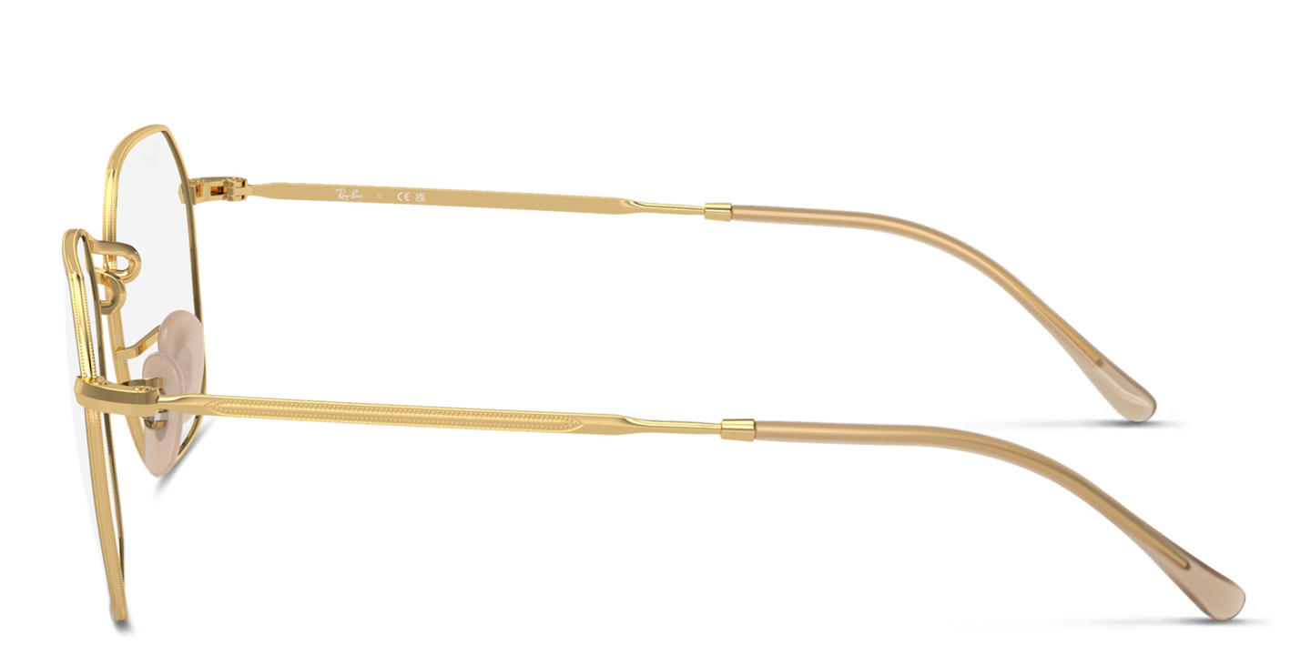 Shop Ray-Ban Jim Unisex Irregular Eyeglasses in Beige On Gold online.