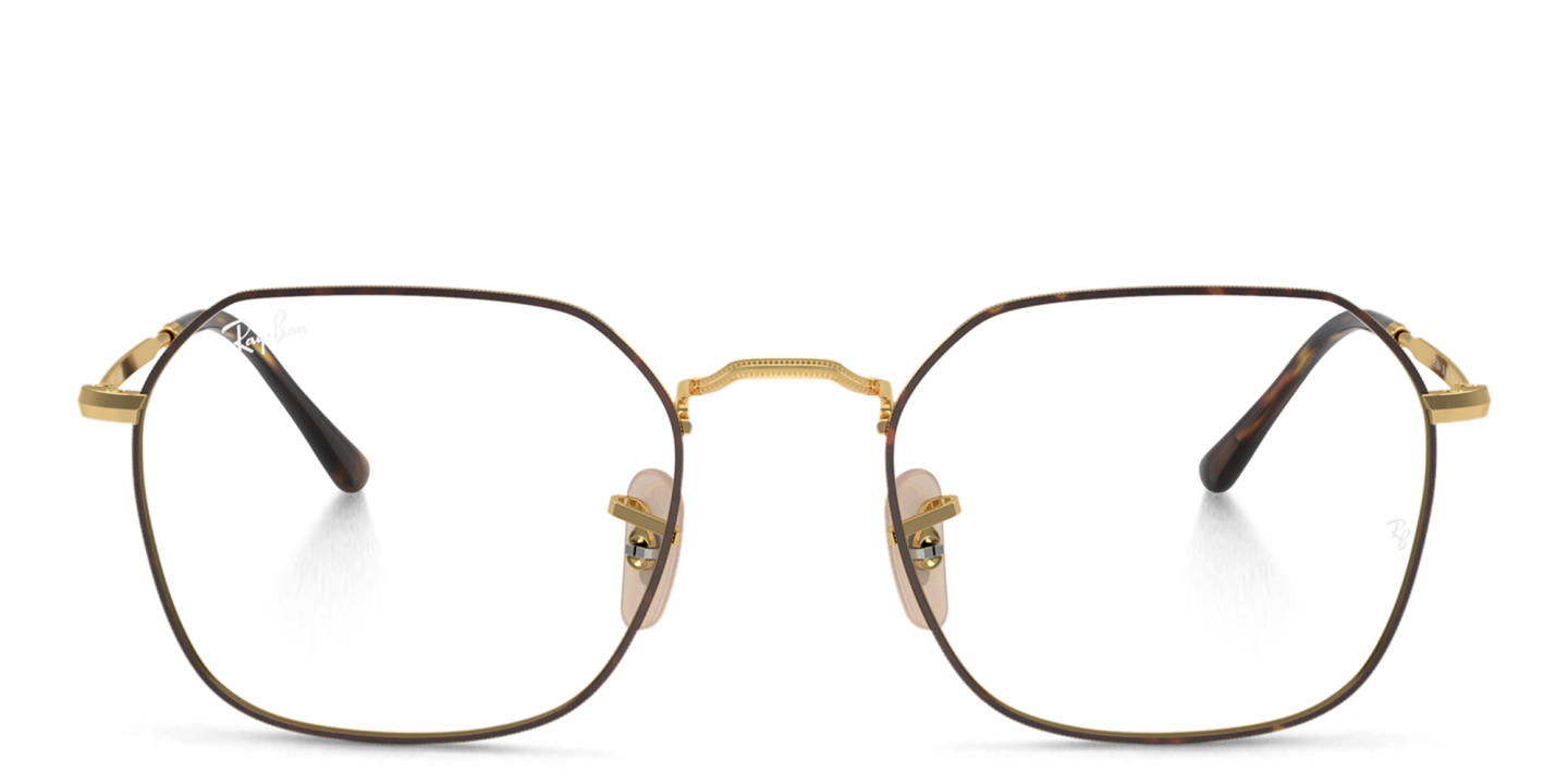 Shop Ray-Ban Jim Unisex Irregular Eyeglasses in Havana On Gold online.