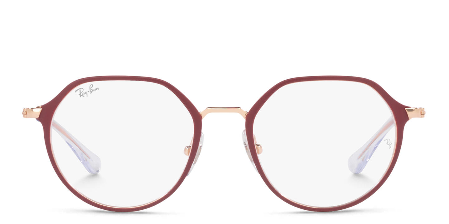 Shop Ray-Ban Junior Kids Irregular Eyeglasses in Bordeaux On Rose Gold online.