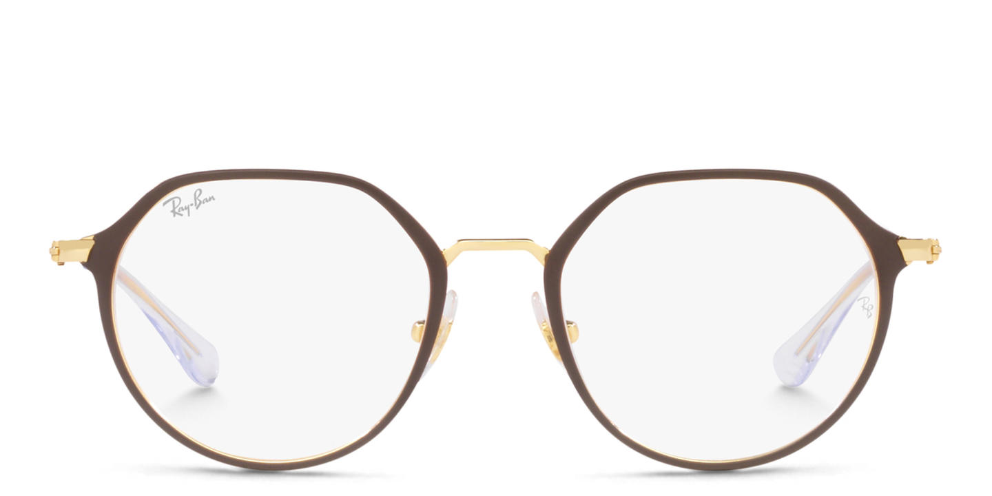 Shop Ray-Ban Junior Kids Irregular Eyeglasses in Brown On Gold online.