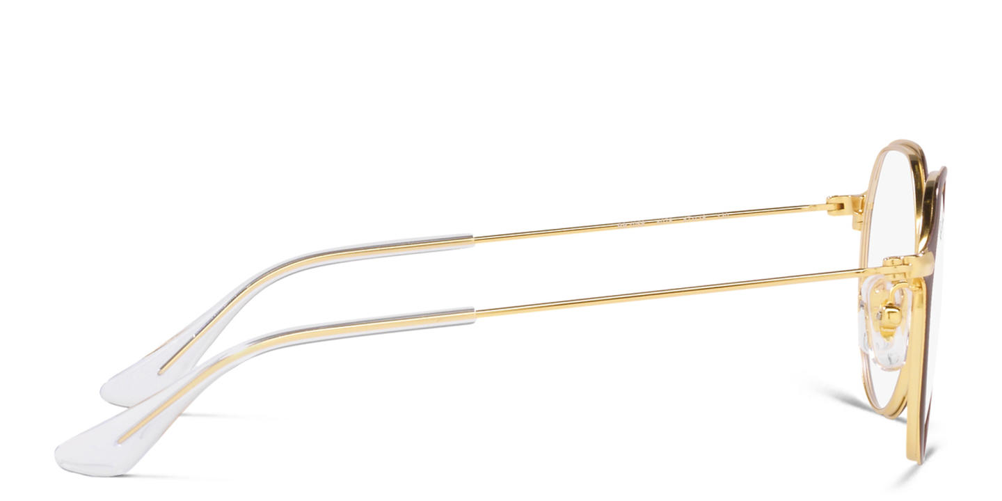 Shop Ray-Ban Junior Kids Irregular Eyeglasses in Brown On Gold online.