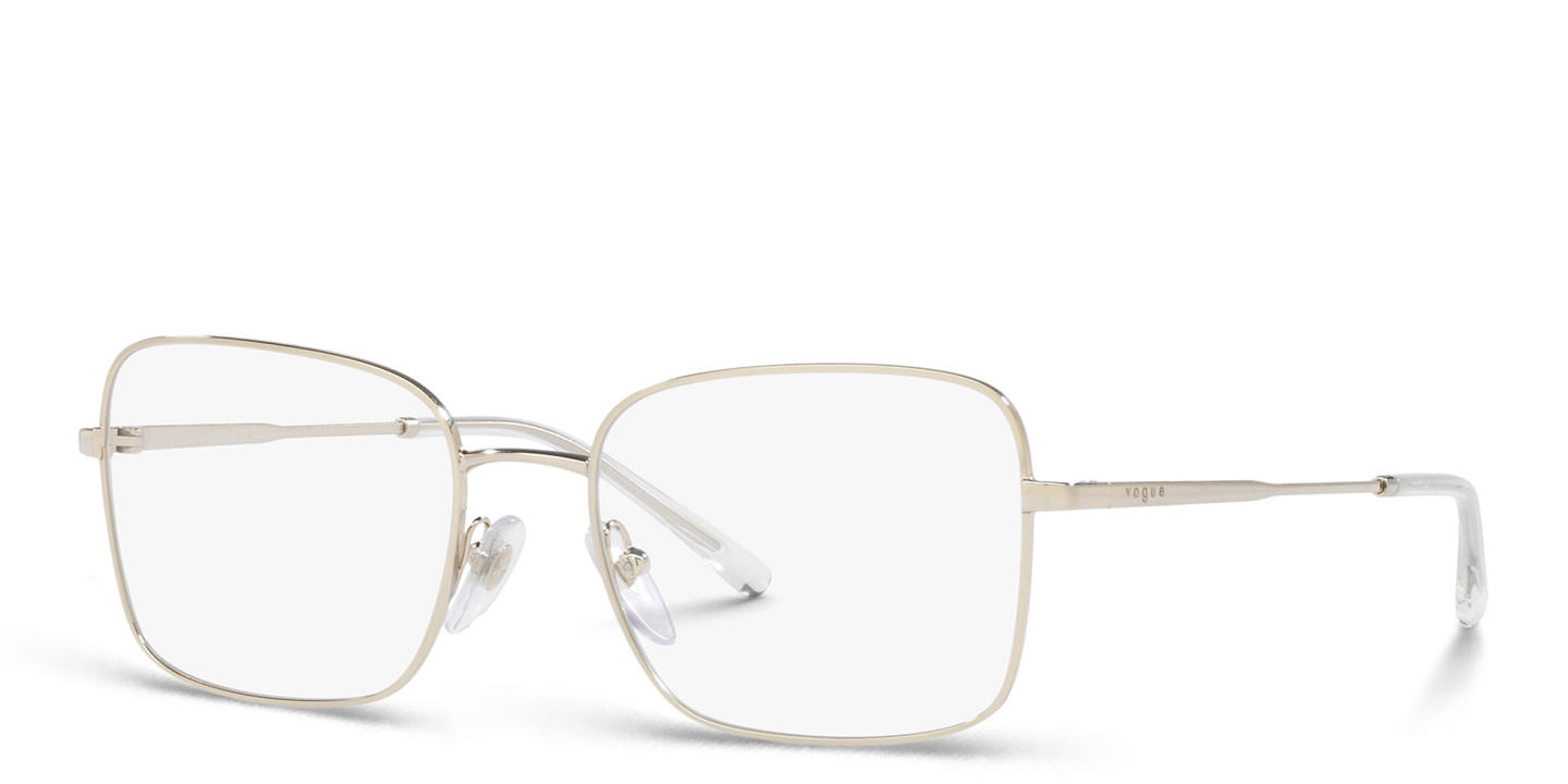 Shop Vogue Eyewear Rectangle Eyeglasses in Gold online.