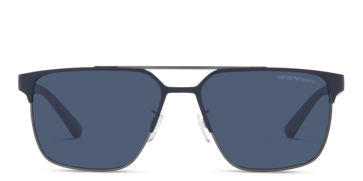 Shop Emporio Armani Square Sunglasses in Matte Blue/Gunmetal online.