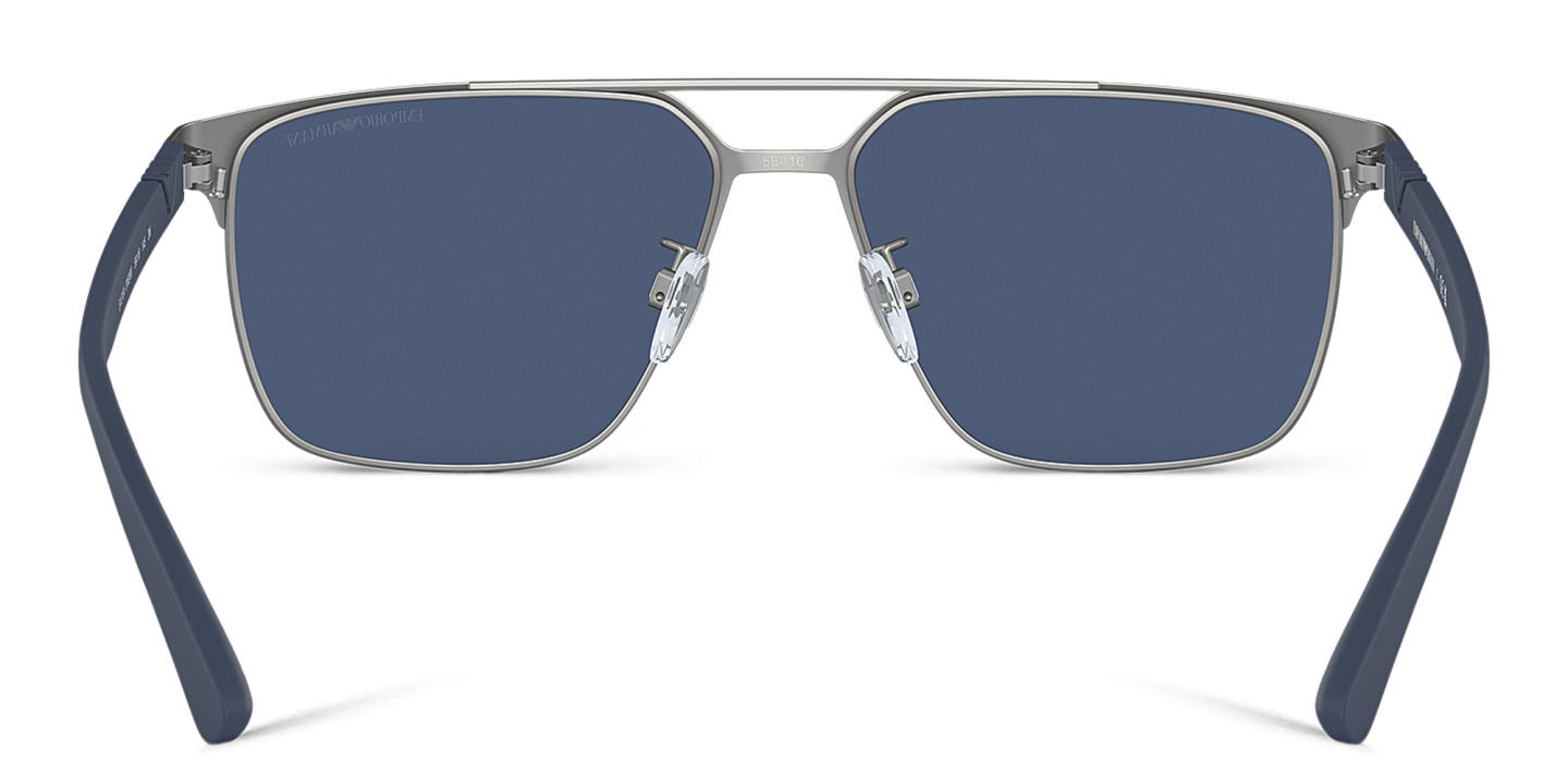 Shop Emporio Armani Square Sunglasses in Matte Blue/Gunmetal online.