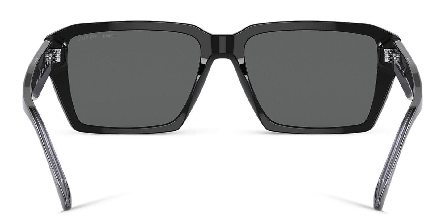 Shop Emporio Armani Rectangle Sunglasses in Shiny Black online.