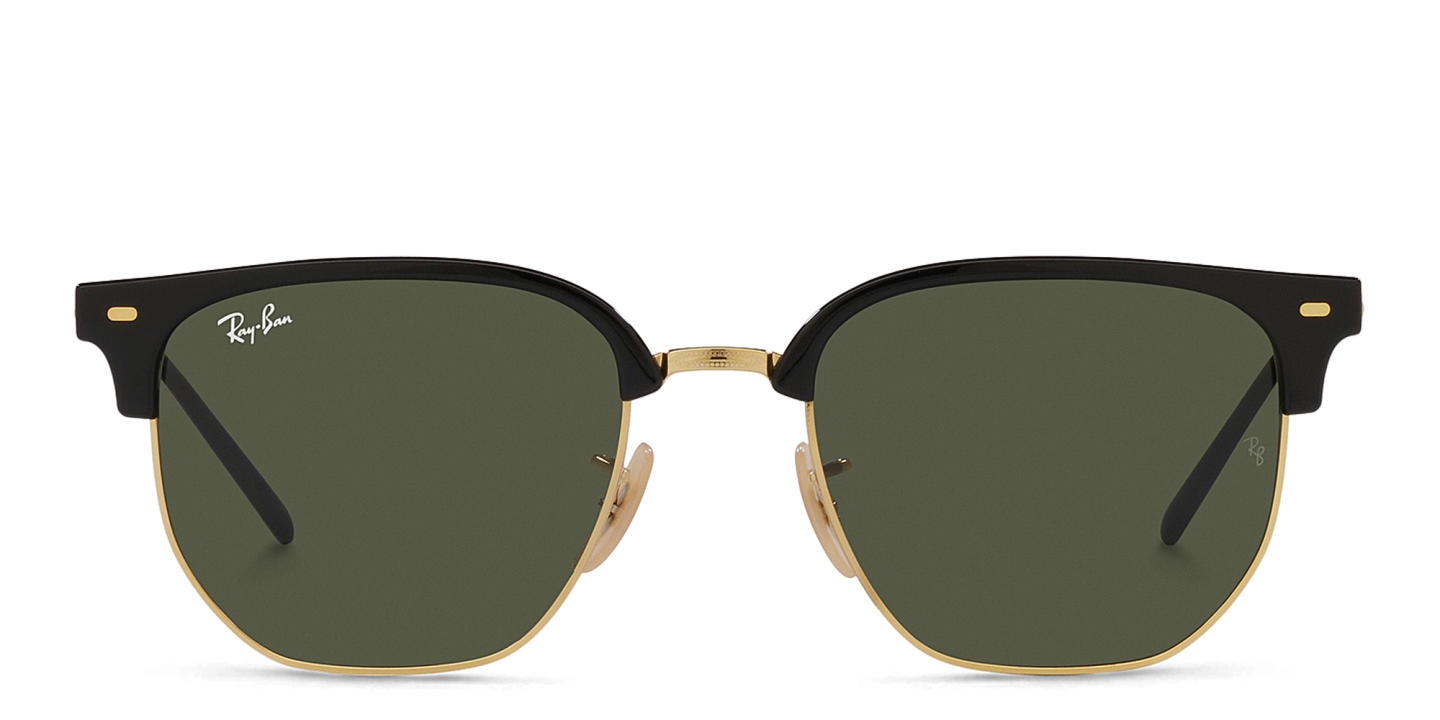 Shop Ray-Ban New Clubmaster Unisex Irregular Sunglasses in Black On Gold online.