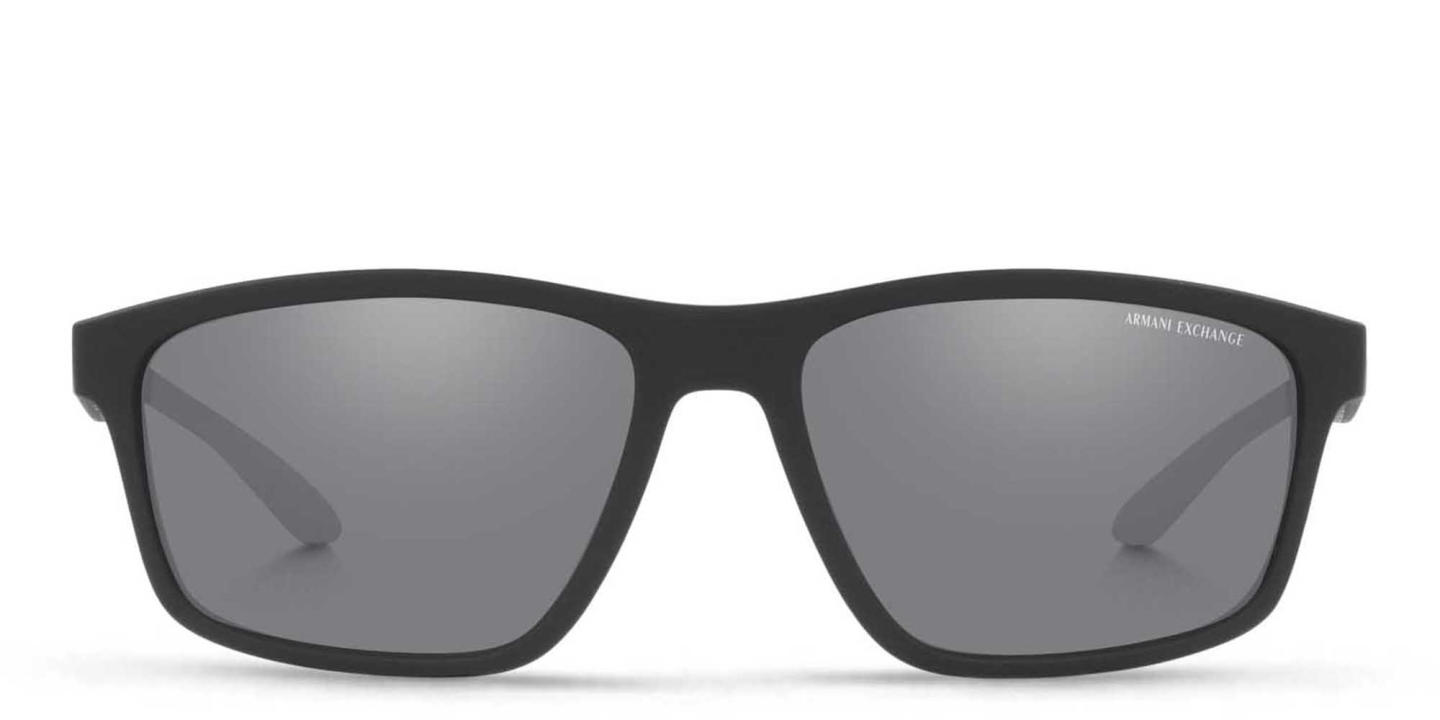 Shop Armani Exchange A|X Logo Pillow Sunglasses in Black online.