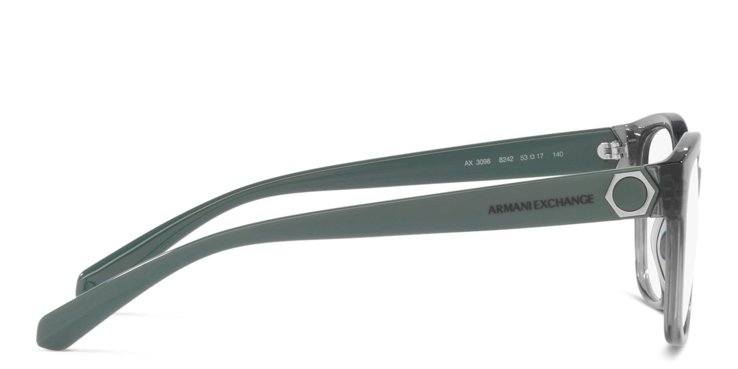 Armani Exchange Rectangle Eyeglasses in Transparent Green – Product Photo 2