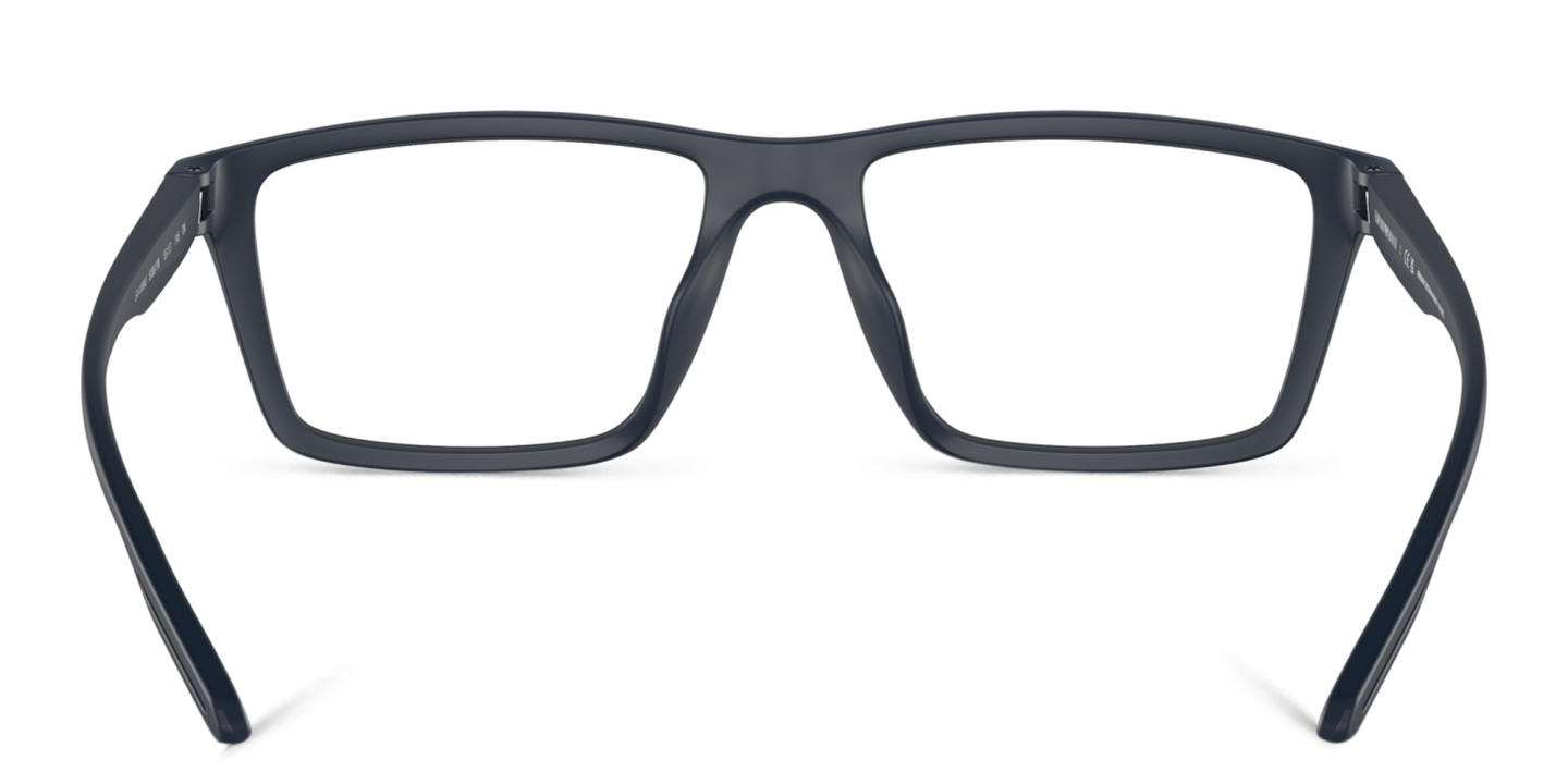 Emporio Armani Wide Rectangle Eyeglasses in Matte Blue – Product Photo 3