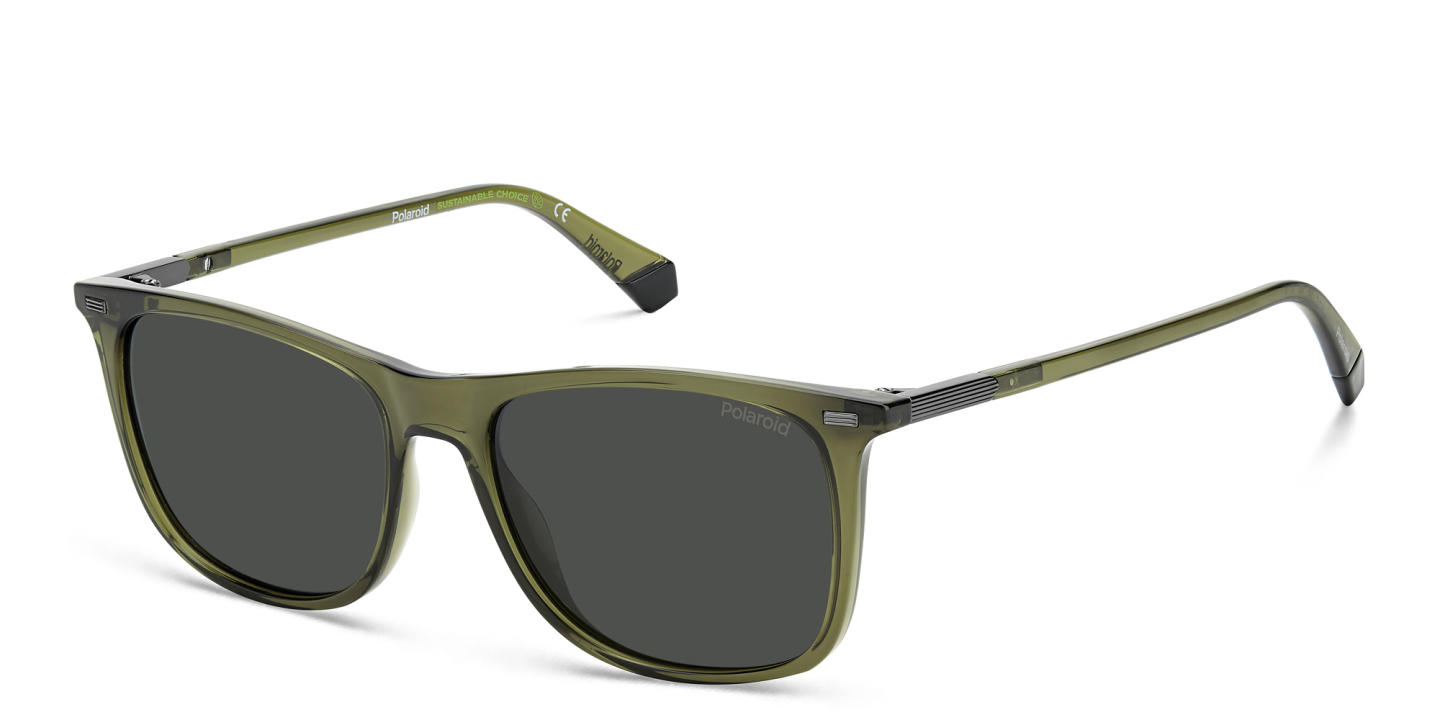 Shop Polaroid Rectangle Sunglasses in Green online.