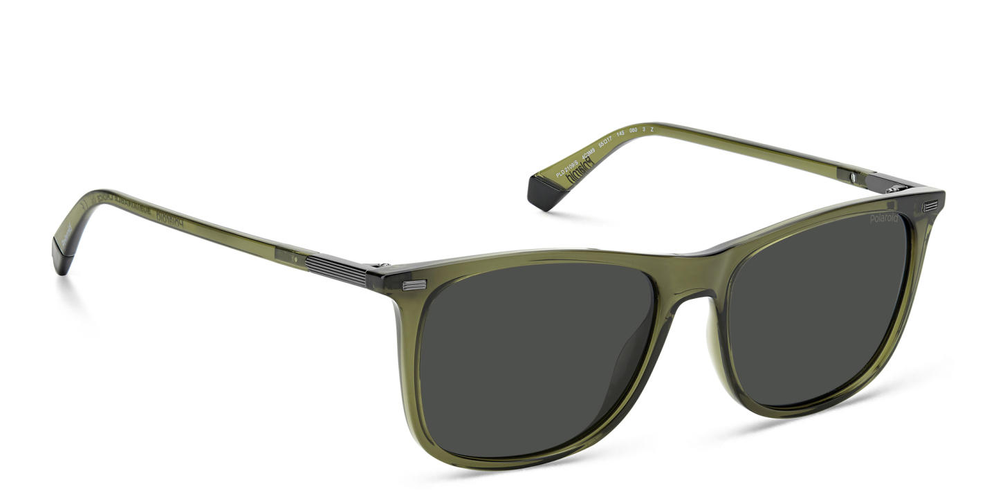 Shop Polaroid Rectangle Sunglasses in Green online.