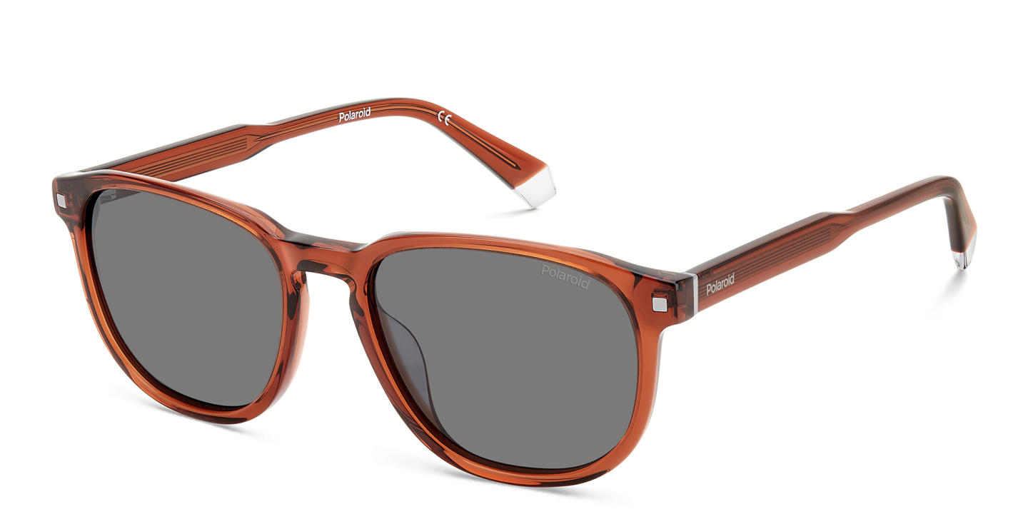 Shop Polaroid Rectangle Sunglasses in Brown online.