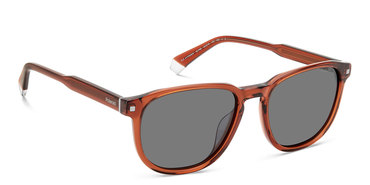 Shop Polaroid Rectangle Sunglasses in Brown online.