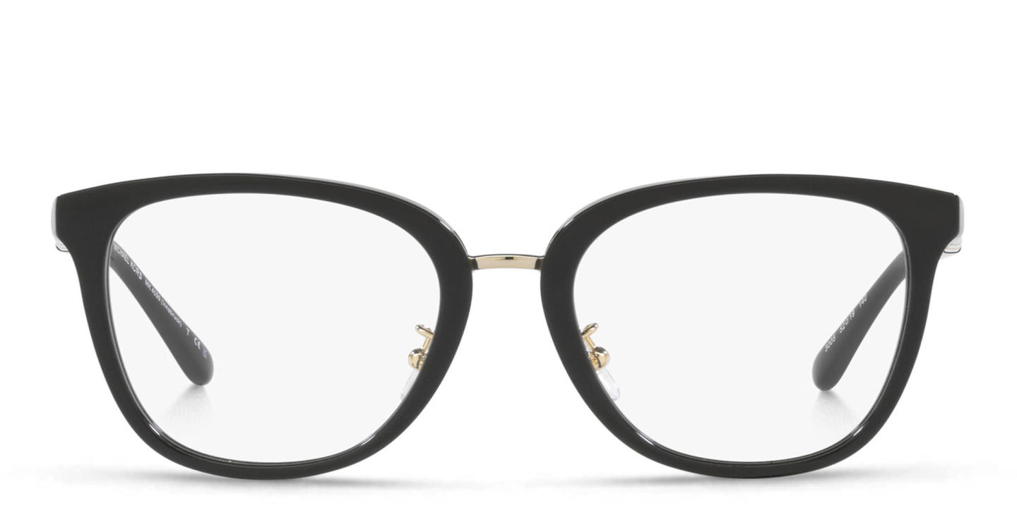 Shop Michael Kors Square Eyeglasses in Black online.
