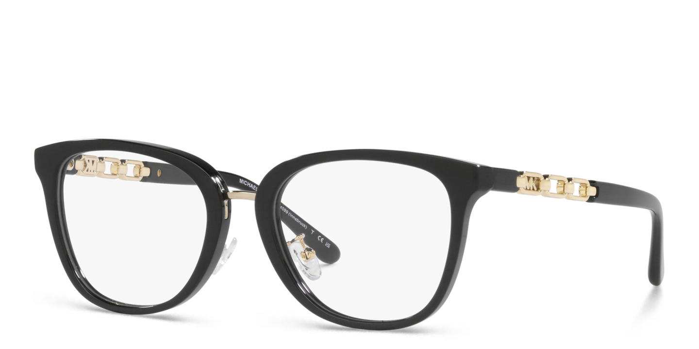 Shop Michael Kors Square Eyeglasses in Black online.