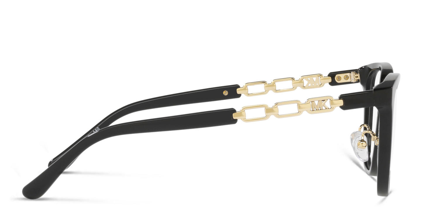 Shop Michael Kors Square Eyeglasses in Black online.