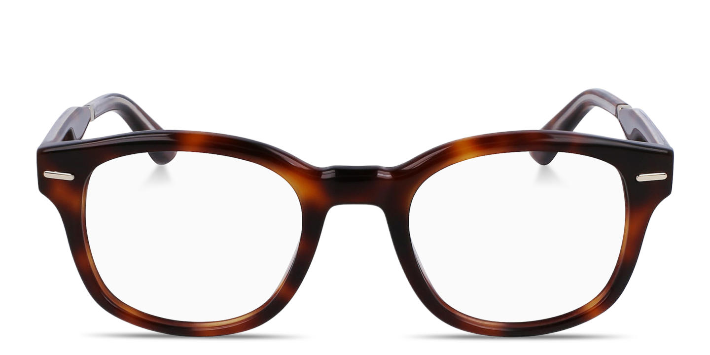 Shop Calvin Klein Logo Lettering Unisex Square Eyeglasses in Havana online.