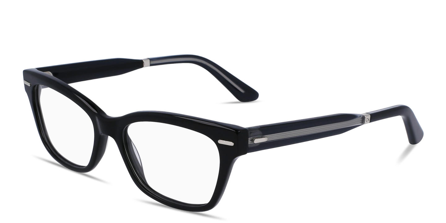 Shop Calvin Klein Logo Cat-Eye Eyeglasses in Black online.