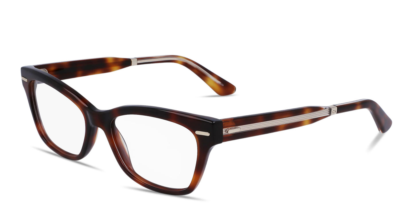 Calvin Klein Logo Cat-Eye Eyeglasses in Havana – Product Photo 1