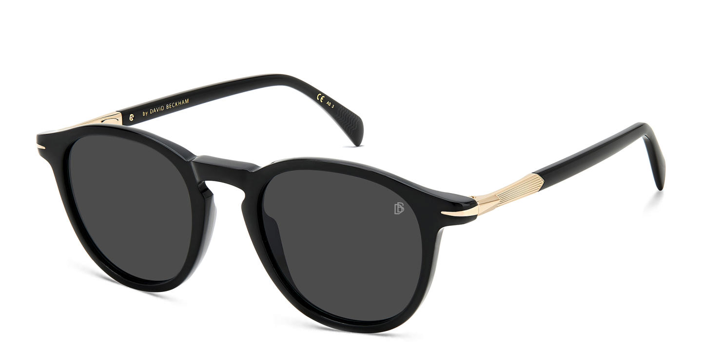 Shop DAVID BECKHAM Panthos Sunglasses in Black Gold online.