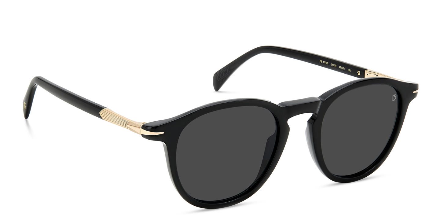 Shop DAVID BECKHAM Panthos Sunglasses in Black Gold online.