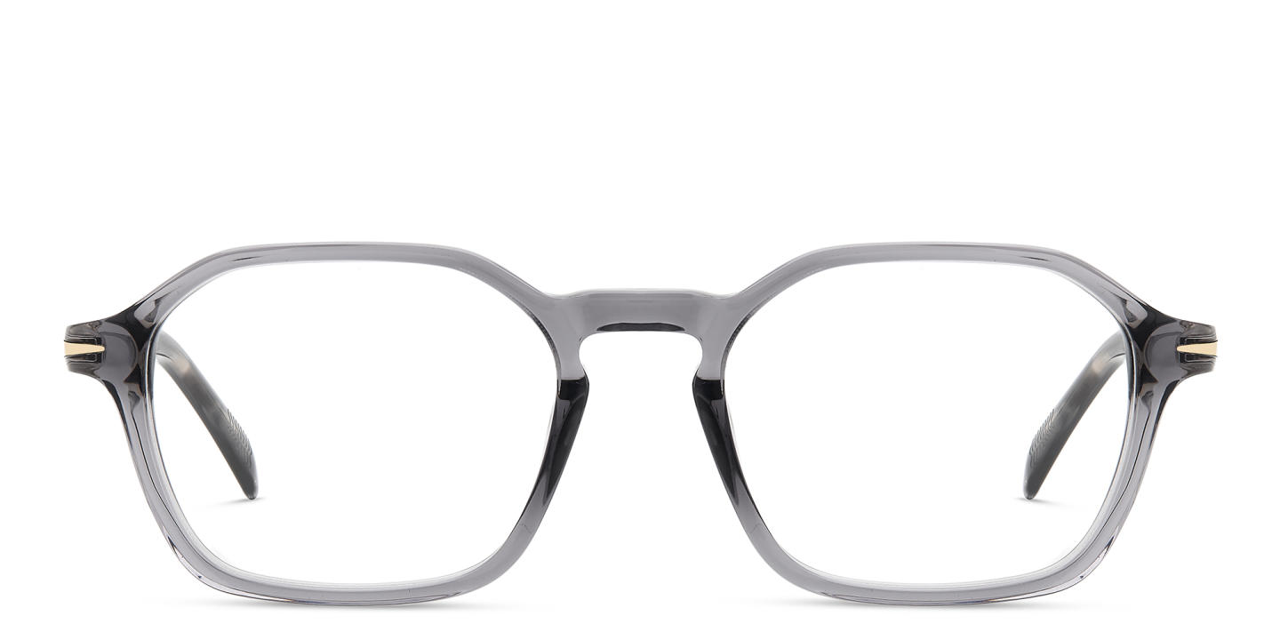 Shop DAVID BECKHAM Timeless Icons Irregular Eyeglasses in Grey online.