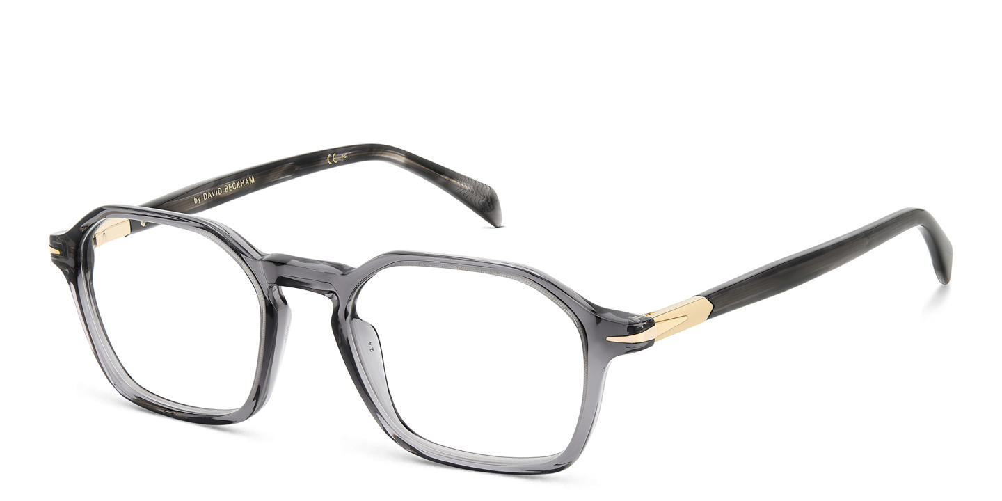 Shop DAVID BECKHAM Timeless Icons Irregular Eyeglasses in Grey online.